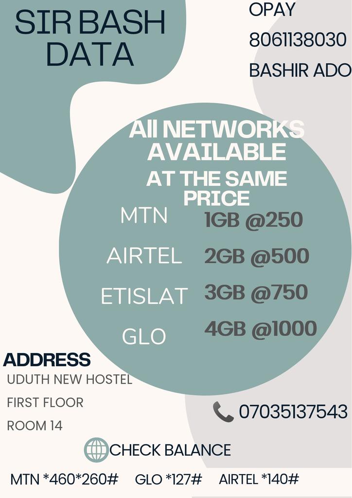 Sirbashringim's tweet photo. GET YOUR DATA AT AFFORDABLE PRICE!!! STAY CONNECTED EVERY WHERE https://t.co/qujvyojrib
