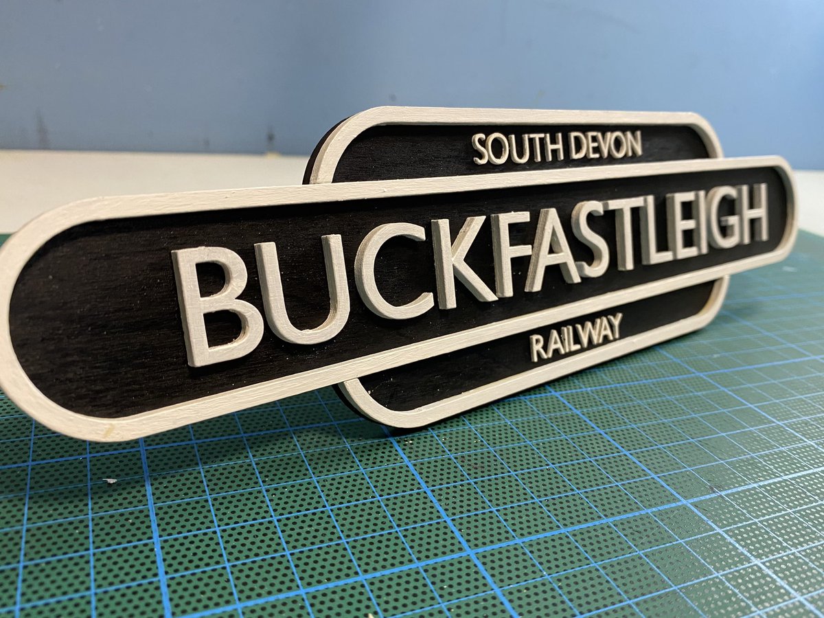 DartsideScenics's tweet photo. I haven’t made the layout yet (!) but these signs will be mounted on the front of each module.  I’m just getting started with the laser cutter but there is huge potential.
#lasercut #lasercutting #algolaser #southdevonrailway #buckfastleigh https://t.co/EkPDzw3SUF