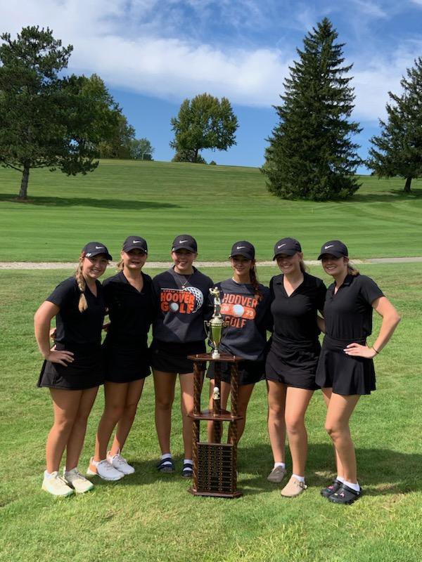 Congratulations to the Girls Golf Team on winning the Stark County  Championship today in Louisville.
Junior Ava Kemp fired a career low score in shooting 3 under par 68.
The girls play again Tuesday in the Federal League Post Season Tournament.

#GoVikings