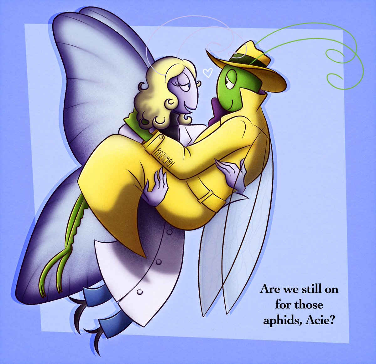raziiyah's tweet photo. xerces saving her bf once again 🦋 friendly reminder that xerces can canonically carry ace and flies him to safety twice in book 1 #acelacewingbugdetective #acelacewing #xercesblue #anthro #anthrobugs https://t.co/CRZUXShqyn