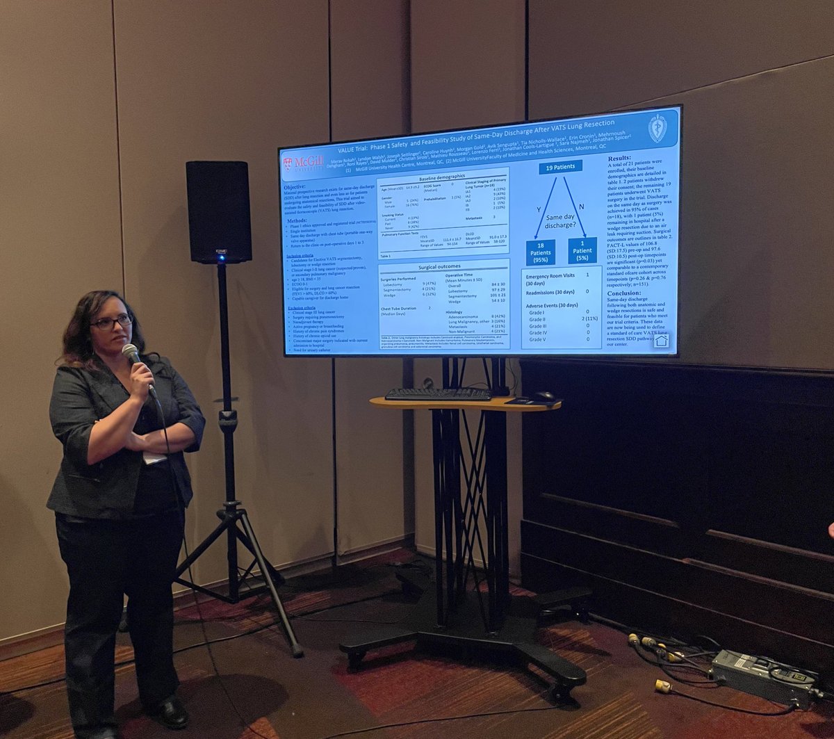 Lyndon Walsh (@lyndoncwalsh) on Twitter photo Extremely proud of <a href="/MeravRokah/">Merav Rokah</a> for presenting our work on Same-Day Discharge After VATS Lung Resection last night during the <a href="/AATSHQ/">AATS</a> #ITSOS2023 poster competition. Our data shows a 95% success rate in same-day discharge and is now shaping the SOC at McGill. PI: <a href="/DoctorJSpicer/">Jonathan Spicer MD PhD</a> Extremely proud of <a href="/MeravRokah/">Merav Rokah</a> for presenting our work on Same-Day Discharge After VATS Lung Resection last night during the <a href="/AATSHQ/">AATS</a> #ITSOS2023 poster competition. Our data shows a 95% success rate in same-day discharge and is now shaping the SOC at McGill. PI: <a href="/DoctorJSpicer/">Jonathan Spicer MD PhD</a>