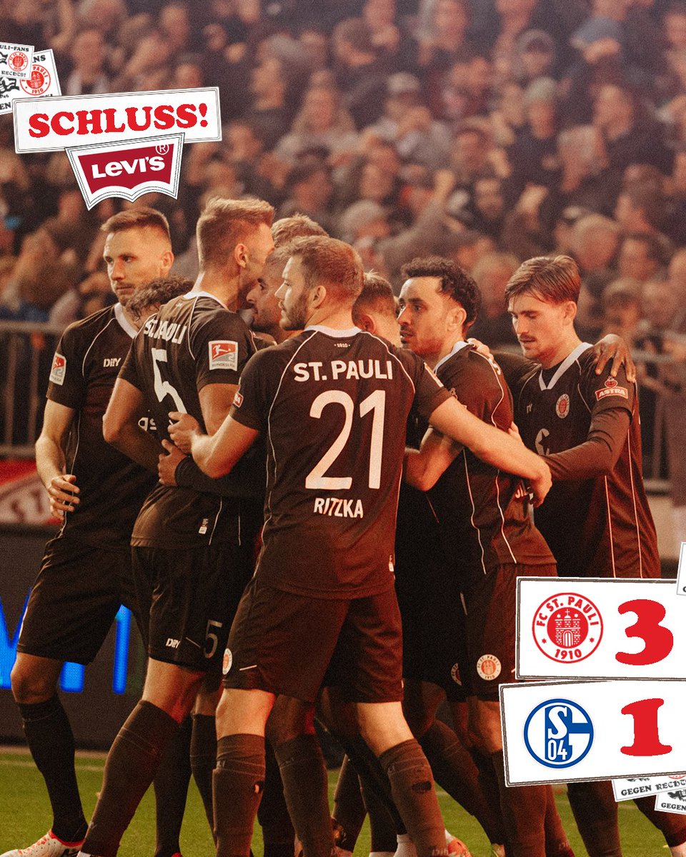 fcstpauli's tweet photo. 90.+4: Feierabend! 🎉 

Beinhartel mit 3:1 gewonnen und die nächsten drei Punkte eingefahren! 🤎🩶

#fcsp #fcsps04 | Präsentiert von @LEVIS https://t.co/d7TLrI6LEy