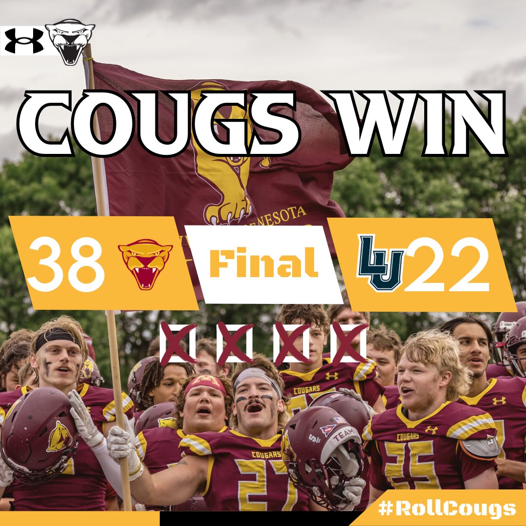 UMMFootball's tweet photo. Cougs win!

UMAC opener next week!

#TEAM #RollCougs🐾 https://t.co/sasV3oaxG7