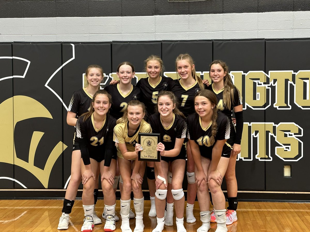 FMSKnightsVB's tweet photo. 8Th grade Gold won the Farmington MS Tournament today!! They worked hard and battled to the end.  So proud of them. https://t.co/3MQ0CP7nGY