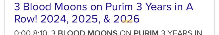 The Jewish holiday of Purim occurs on a total blood moon eclipse on 3/14/2025.