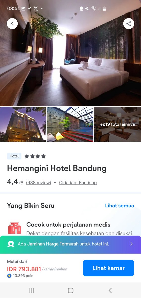 Kalau ke Bandung lagi fix aku bakal nginep disini lagi sih! Hotel sebagus ini harganya cuma segini, murmer, kamar okk, fasilitas 👍Pesennya disini ya <a href="/tiket/">tiket.com</a> atau klik go.tiket.com/CindyJessicaTW 🥰 #Sobattiket #Bulatkantiketmu #tiketMurah