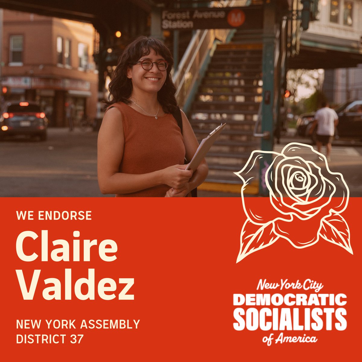 We’re exicted to announce our endorsement of @claireforqueens for State Assembly District 37! Claire is an artist, UAW organizer, and a longtime NYC-DSA leader. She’s running to fight for housing as a human right, a green New York, and a strong labor movement.