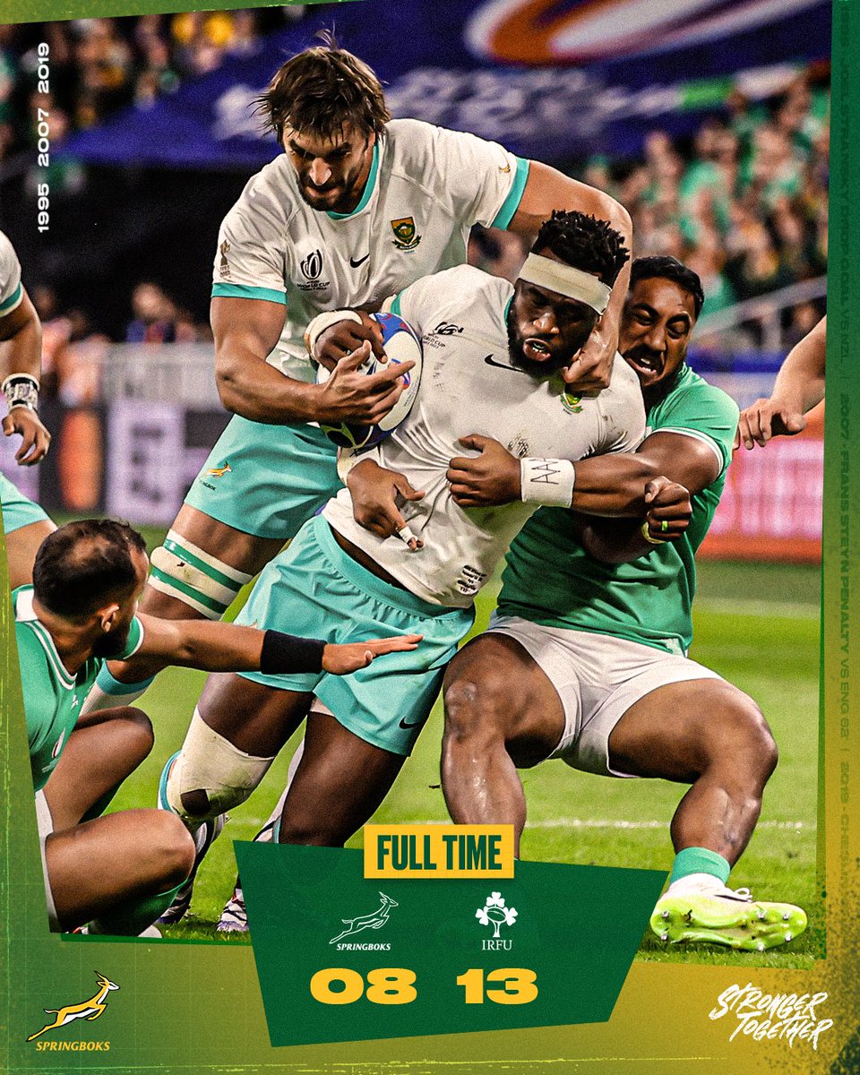Springboks (@springboks) on Twitter photo Not to be in Paris - thanks for a tough match and well done on the win, <a href="/IrishRugby/">Irish Rugby</a> 😔
#StrongerTogether #Springboks #RWC2023 #RSAvIRE Not to be in Paris - thanks for a tough match and well done on the win, <a href="/IrishRugby/">Irish Rugby</a> 😔
#StrongerTogether #Springboks #RWC2023 #RSAvIRE