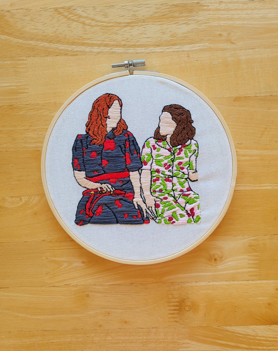 EmilyGraham1998's tweet photo. "Thanks for believing in me, nobody's ever done that before." 🥰

This scene melts my heart every time! I had to immortalise their subtle hand hold in embroidery ♥️ 

#ALeagueOfTheirOwn #ALOTO #SaveALOTO #CarsonShaw #GretaGill 

@DarcyCarden @WillWGraham #AbbiJacobson https://t.co/8Neg74epeN