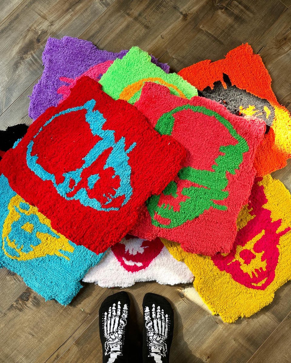 famineusa's tweet photo. “acid tab” blotter sheet rug. purchase whichever tabs and put them together as u please. made in california. avail sep. 30th 6pm PST https://t.co/F2gmDNFEqZ