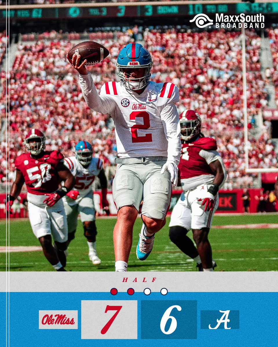 OleMissFB's tweet photo. Tight game in Tuscaloosa https://t.co/QzkXbotn6K