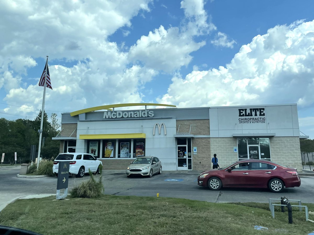 I’m at the chiropractor. I’m at the McDonald’s. I’m at the combination chiropractor and McDonald’s.