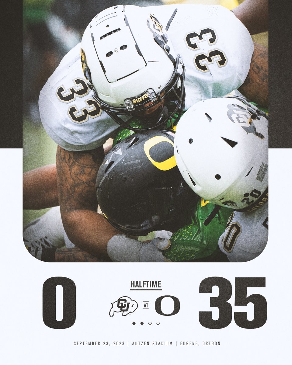 CUBuffsFootball's tweet photo. One half to go. Let's go, Buffs! https://t.co/q1FheyTfwJ