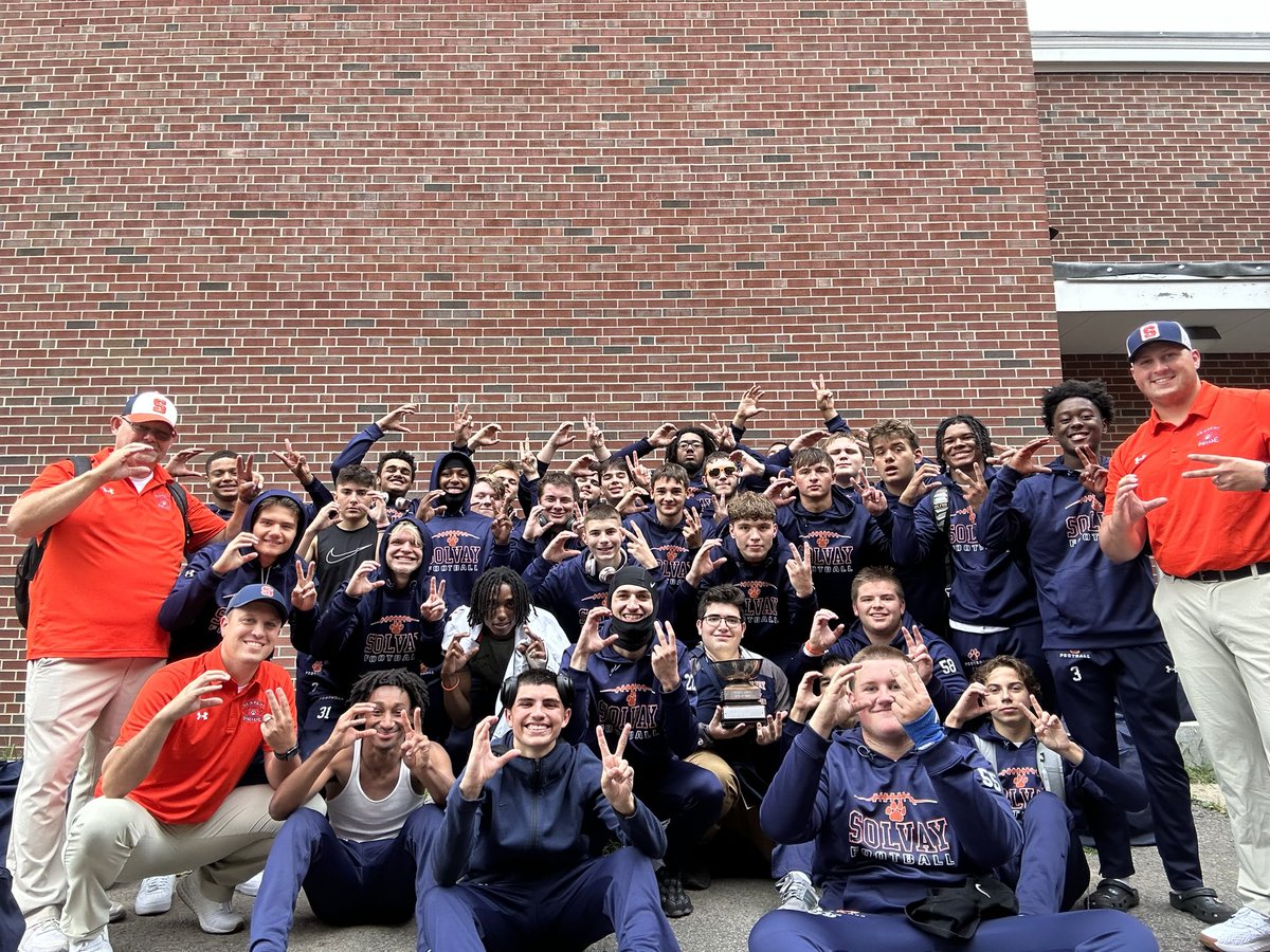 Proud of these boys for a hard fought 41-32 win at Marcellus to move to 3-0! The Tom Anthony Cup is back home! We will enjoy this one and get back to work to prepare for next week! #SolvayFootball #C2