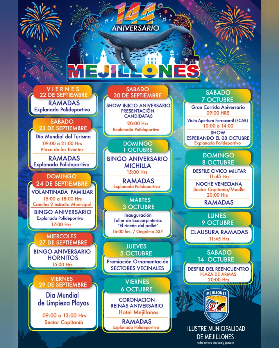 Vive este nuevo aniversario junto a nosotros... #Mejillones144años