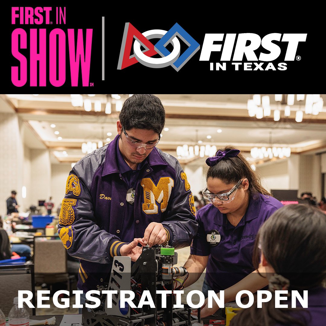 ROBOTICS:  Join the more than 3,000 teams in Texas this season for FIRST in Show.  Registration is open. We offer grants, training for coaches and more! Learn more and join today! FIRSTinTexas.org #robotics #STEMed #Texas