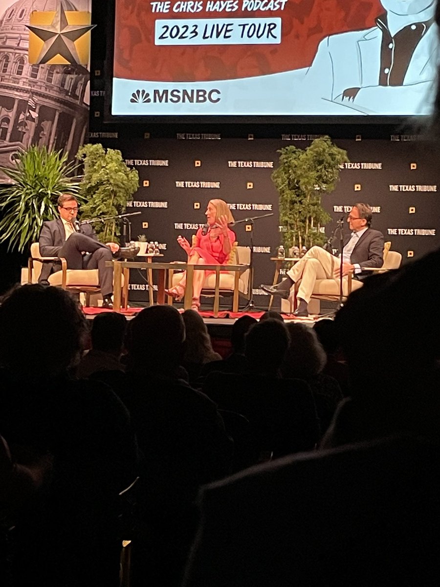 I'm with @chrislhayes @AWeissmann_ and Mary McCord at #TribFest23! #WITHPod