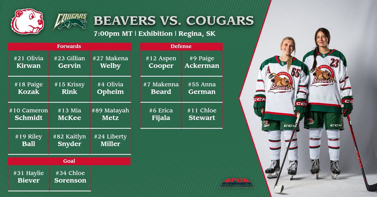 MSUBeaversWHKY's tweet photo. ❗️STARTING LINEUP❗️
Starting lines for your Beavers as we take on the University of Regina Cougars tonight in Regina, SK!
#BuildTheDam | #OnwardBeavers https://t.co/jnnFfAvyWb