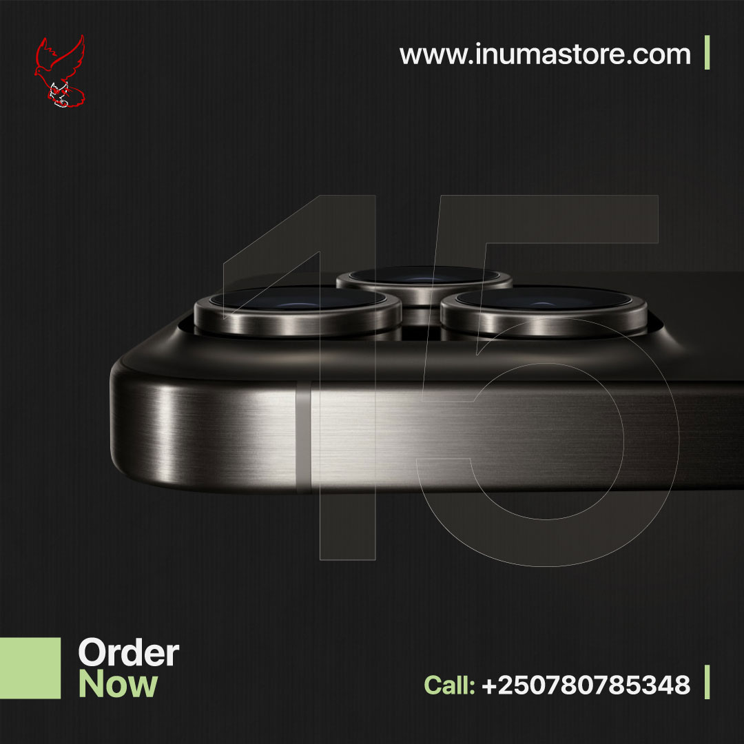 InumaTechnology's tweet image. #RwOT 
Forged in titanium, so Strong, so Pro, so 15! 

Meet the iPhone 15 series.

New camera, New design, NewPhoria. You can order the new iPhone series at Inumastore.com, delivery is within 5-7 days, and you pay as you wish.
#Kigali #Rwanda