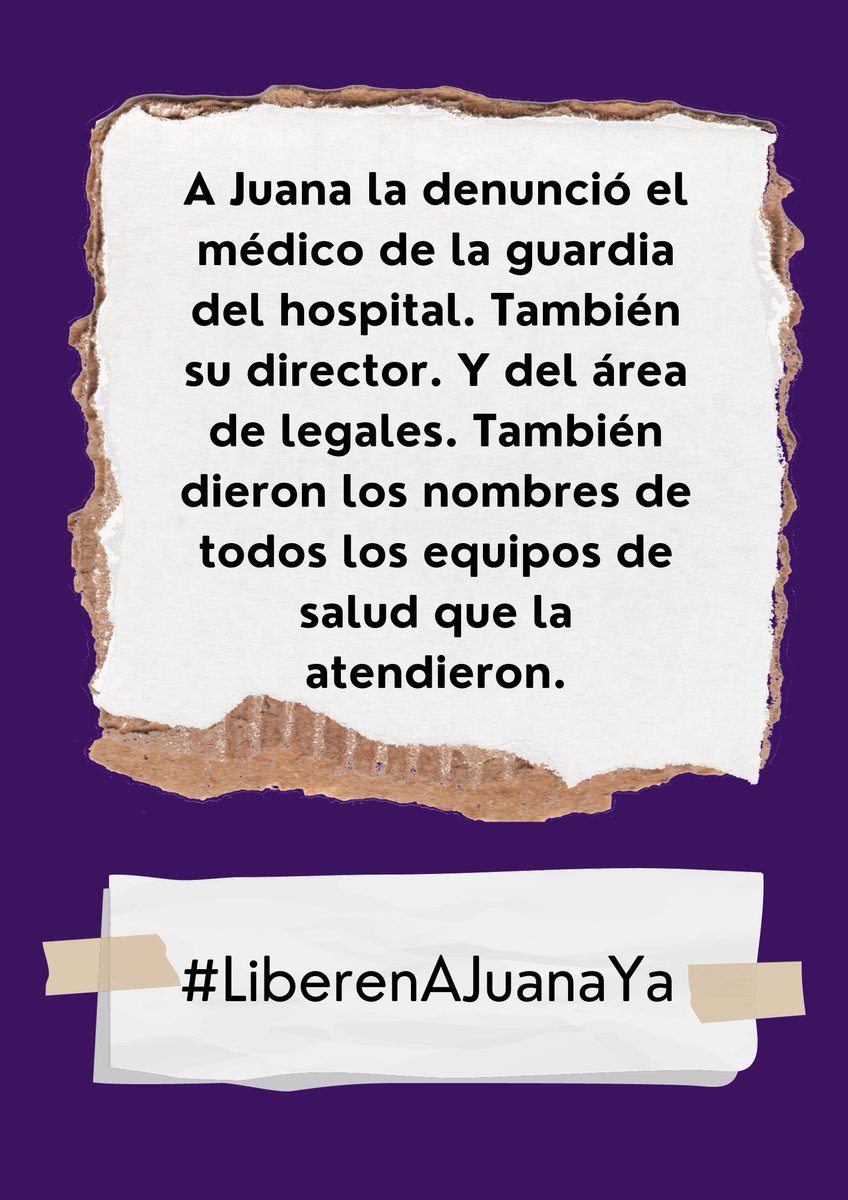 A Juana la denunció el médico de la guardia del hospital. También su director. Y desde área de legales. También dieron los nombres de todos los equipos de salud que la atendieron.

#LiberenAJuanaYa #JuanaLibreYa #EmergenciaObstétricaNoEsDelito <a href="/juanajuanaoki/">Liberen a Juana</a>