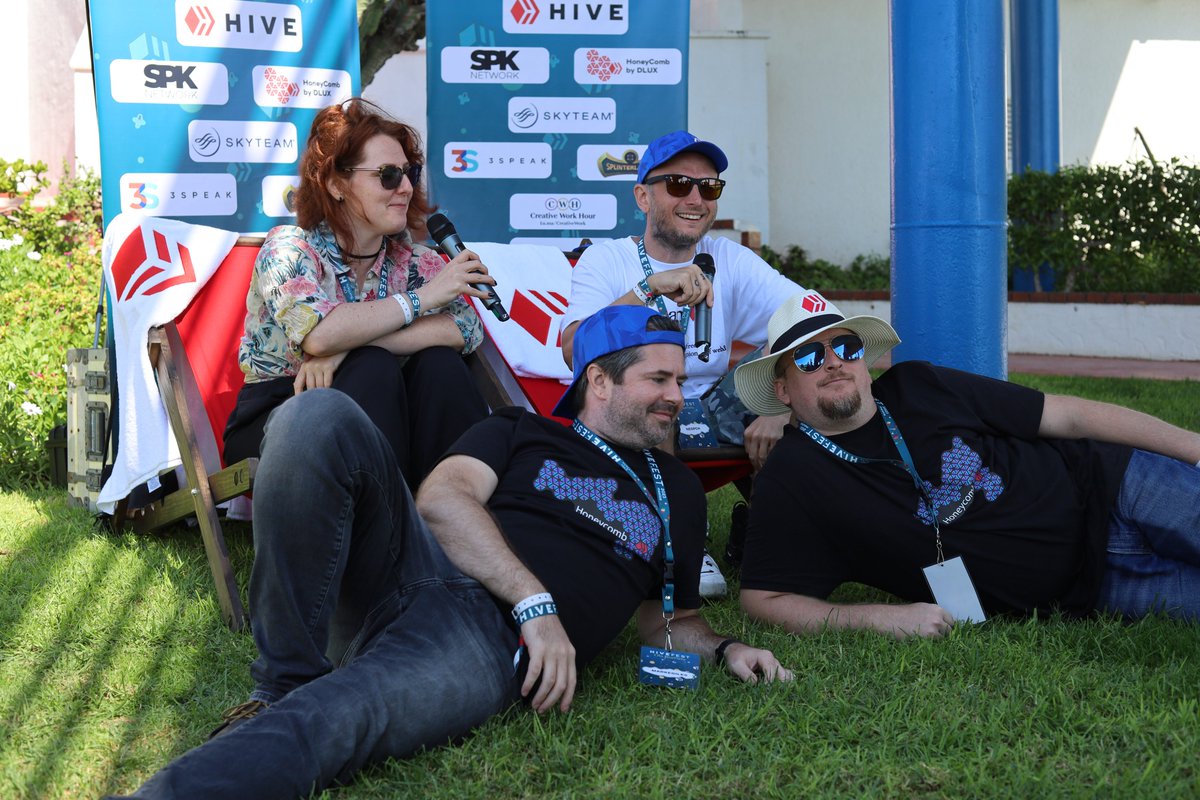 hivefest's tweet photo. How chill can a chillout room get? 🤔 Just check out this pic from the #HiveFest! Interviewees kicking back in the 'chillout corner,' feeling the vibes and laying back on the grass. Talk about ultimate relaxation goals! 😎🌿 #Chillaxing #HiveFestMoments https://t.co/wTtjFOpf7H