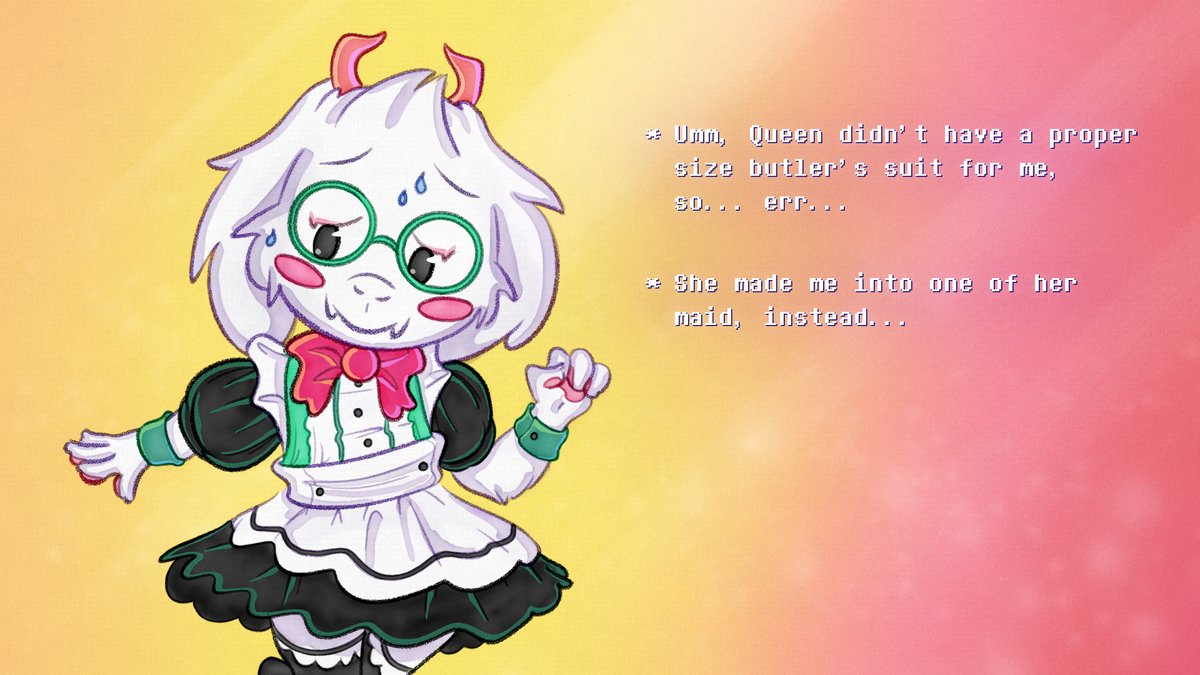 GarretDR_art's tweet photo. #Ralsei #deltarunefanart #Deltarune
I have no excuse. Just maid Ralsei. https://t.co/qmE2HDTPsj