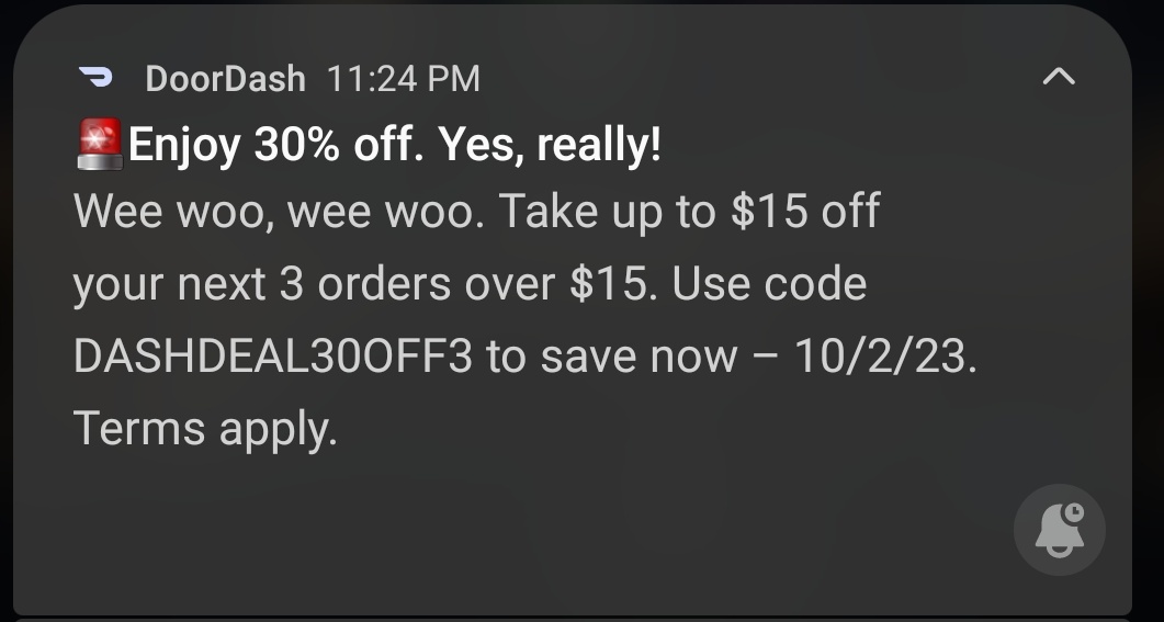 isActually_Liam's tweet photo. Idk why @DoorDash gives me notifications for coupons but then tells me that my account isn't eligible for the same coupon..
Like, just dont send me the notification if my account won't work with it. Also why the hell wont my account work with it?? I pay dashpass 🥴 https://t.co/7eDcIfKdyS
