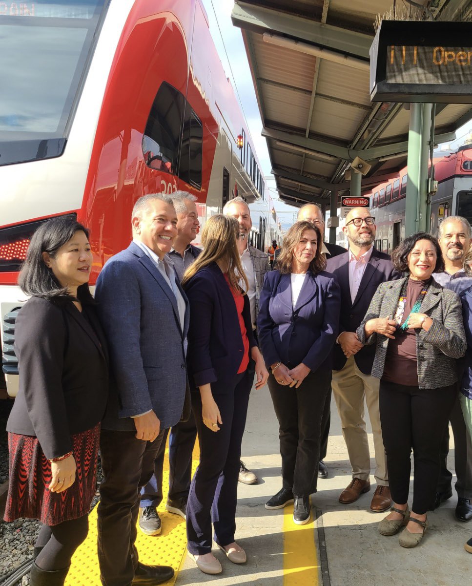 Assemblymember Diane Papan (@asmdianepapan) on Twitter photo Great event today touring the new <a href="/Caltrain/">Caltrain</a> electric trains and celebrating the milestone in this vital project with regional leaders | <a href="/AsmPhilTing/">Asm Phil Ting</a> <a href="/Scott_Wiener/">Senator Scott Wiener</a> <a href="/SamTrans/">SamTrans</a> <a href="/RicoEMedina/">Rico E. Medina</a> <a href="/GinaPapan/">Gina Papan</a> <a href="/MTCBATA/">MTC Bay Area</a> <a href="/California_CTC/">California Transportation Commission (CTC)</a> <a href="/CA_Trans_Agency/">CalSTA</a> <a href="/FTA_DOT/">Federal Transit Admn</a> <a href="/Ray_Mueller_/">Ray Mueller</a> Great event today touring the new <a href="/Caltrain/">Caltrain</a> electric trains and celebrating the milestone in this vital project with regional leaders | <a href="/AsmPhilTing/">Asm Phil Ting</a> <a href="/Scott_Wiener/">Senator Scott Wiener</a> <a href="/SamTrans/">SamTrans</a> <a href="/RicoEMedina/">Rico E. Medina</a> <a href="/GinaPapan/">Gina Papan</a> <a href="/MTCBATA/">MTC Bay Area</a> <a href="/California_CTC/">California Transportation Commission (CTC)</a> <a href="/CA_Trans_Agency/">CalSTA</a> <a href="/FTA_DOT/">Federal Transit Admn</a> <a href="/Ray_Mueller_/">Ray Mueller</a>