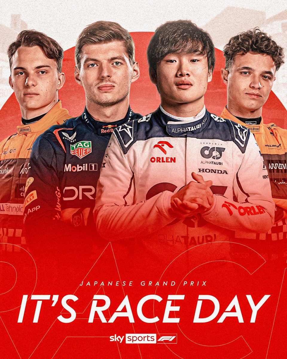 SkySportsF1's tweet photo. IT'S RACE DAY FOR THE JAPANESE GRAND PRIX 🤩

Join us from 4:30am on Sky Sports F1 for all the build-up to lights out at 6am 📺 https://t.co/buljdFPiqT