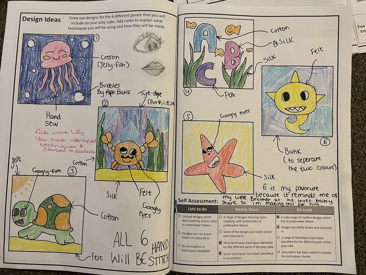 Some fab design work on Y9
Textiles, under water themed play cubes. I can’t wait to see them come to life!