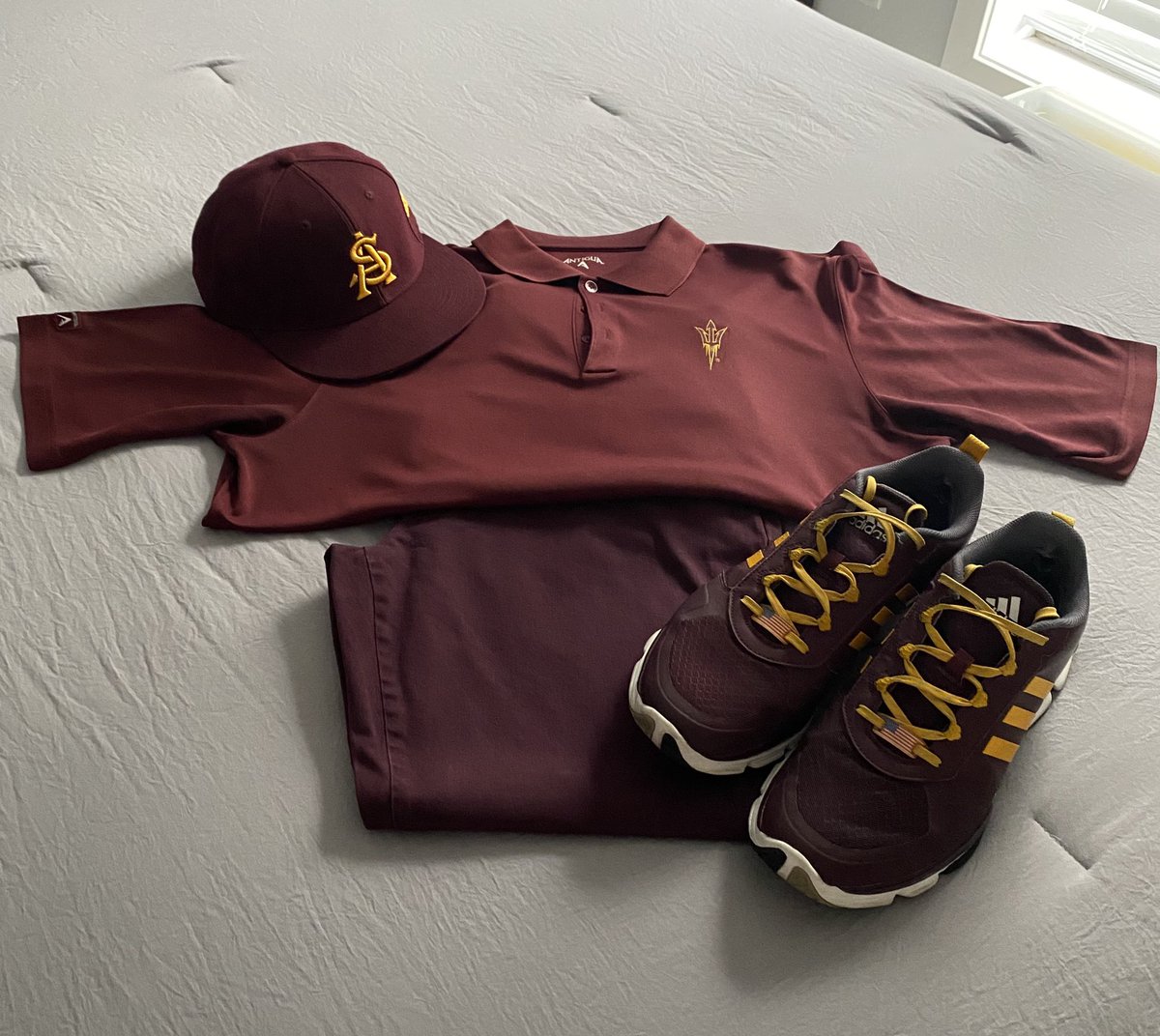 marcaltieri's tweet photo. @ASU_Uniformity @sundevilcole7 The maroon pants make their annual voyage to Tempe today for the #MaroonMonsoon. #GoDevils #AnswerTheScratch #IgniteTheValley https://t.co/SkQZGupOW4