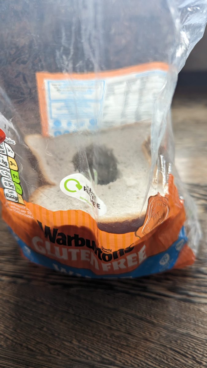 Buke_Laker's tweet photo. @warburtonsgf this is a disgrace, just look at the size of that hole! 😲 for the price I paid for this loaf, this is not what I expect. I won't be purchasing a Warburton's gluten free loaf again after this! #HoleyWarburtons #WarburtonsGF @Warburtons https://t.co/iiNPSNmiZL