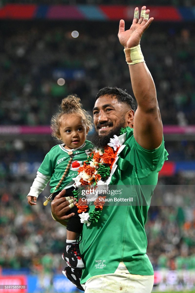 GettySport's tweet image. Johnny Sexton and Bundee Aki of Ireland helped lead Ireland in a hard-hitting 13-8 win over South Africa in their Pool B matchup of the 1 and 2 ranked teams in the #RugbyWorldCupFrance2023 match at Stade de France.  📷: Shaun Botterill, @MatthiasHangst #RWC2023