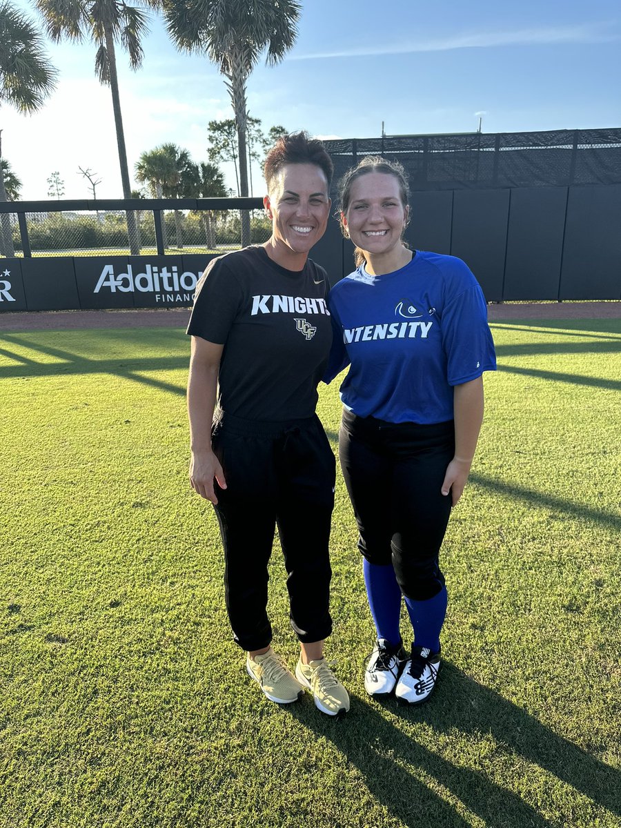 Amazing day at UCF Camp! These coaches are absolutely incredible and worked hard to teach us some new things. Looking forward to the next camp to see Coach Bear and the Knights Softball Staff. Go Intensity and Go Knights. #softball #UCF #Knights #KnightsSoftball