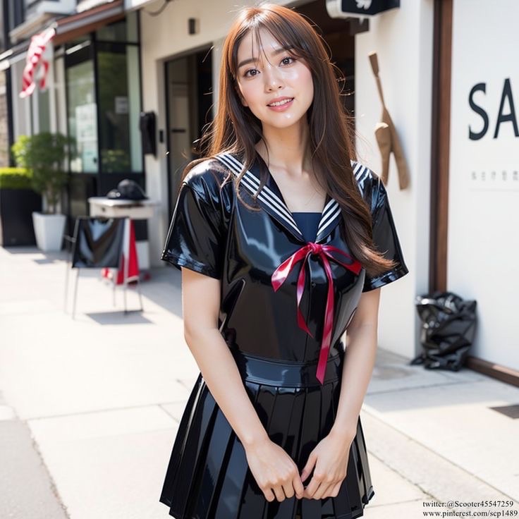 エナメルセーラー服 初の半袖バージョン セーラー服に限らず、エナメル