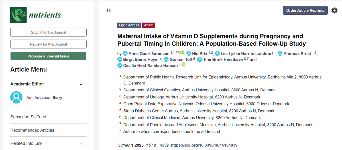 doctorneyro's tweet photo. Maternal #vitaminD may be imprtant fr sevral #organsystems in offspring, includ #reproductive systm
In 12991 #Danishboys and #girls born 2000β03, investigted if #maternalintake f #vitaminDsupplements dring #pregnancy asscitd wth pubrtl timng in boys grls
https://t.co/Q0UbzRDnUP https://t.co/bJEwS29PBV