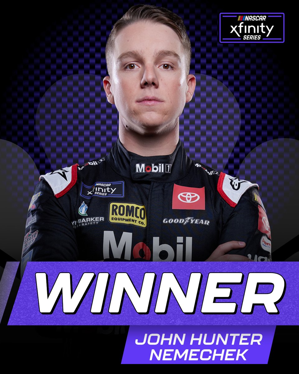 REPOST to congratulate John Hunter Nemechek! 👏

He WINS at <a href="/TXMotorSpeedway/">Texas Motor Speedway</a> to clinch a spot in the round of 8!

#NASCAR | <a href="/XfinityRacing/">Xfinity Racing</a>
