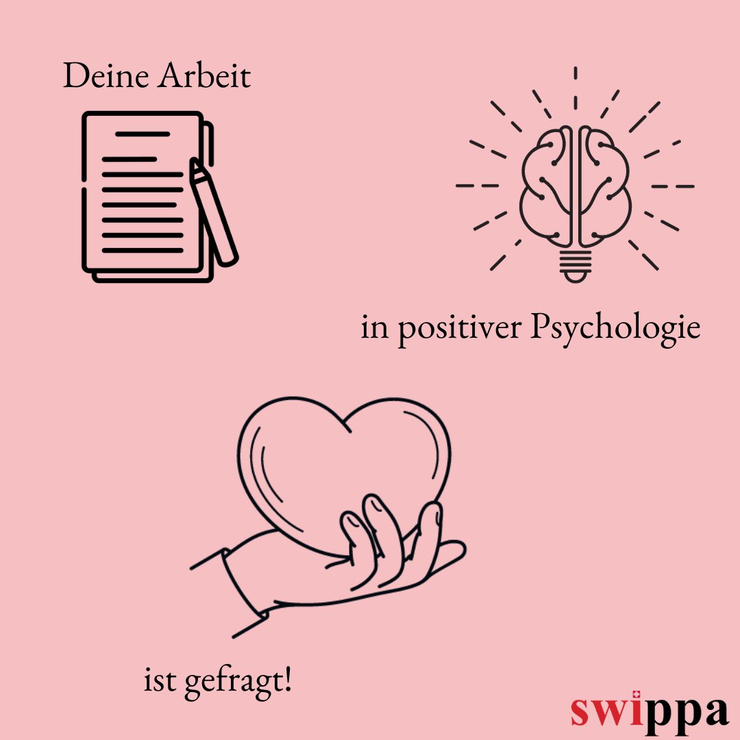 Die SWIPPA vergibt jährlich Preise für herausragende Bachelor-, Master- und Doktorarbeiten in diesem spannenden Fachgebiet.
Wenn du solche Talente kennst, ermutige sie, ihre Arbeit jetzt einzureichen.

swippa.ch/de/swippa/foer…

#SWIPPA #PositivePsychologie #SWIPPApreis