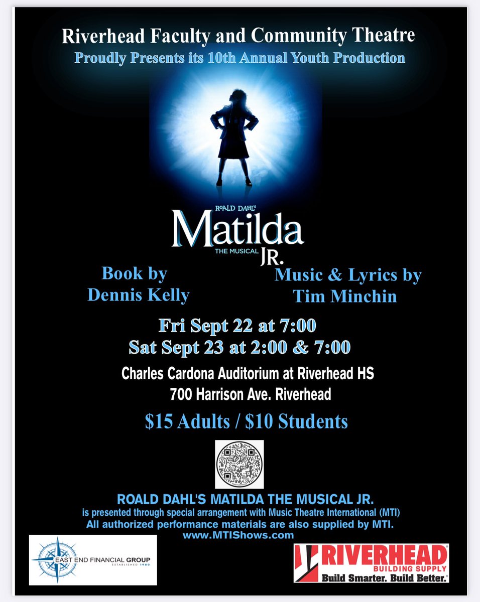 I had the pleasure of seeing some of my students in the RFCT’s production of Matilda Jr.! 💙
They’ve been working SO hard and I am SO proud! #RiverheadRising🌊