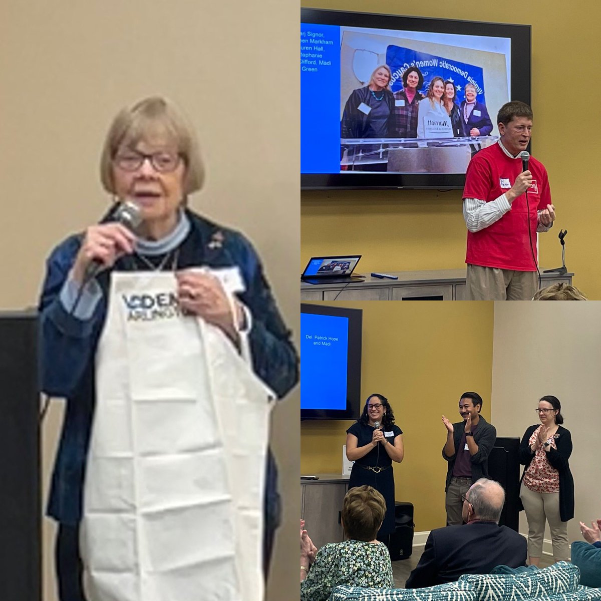 Kim4Arlington's tweet photo. Today we #honor #distinguished #democrat #madigreen 

When I joined @arlingtondems Madi was one of the first people to reach out and welcome me. 💕 

She also gave me a super cool and retro T-Shirt from the 1988 #DemocraticConvention in Atlanta. 🍑

And #thxs to the #kitchencrew https://t.co/o1d29sVB6L