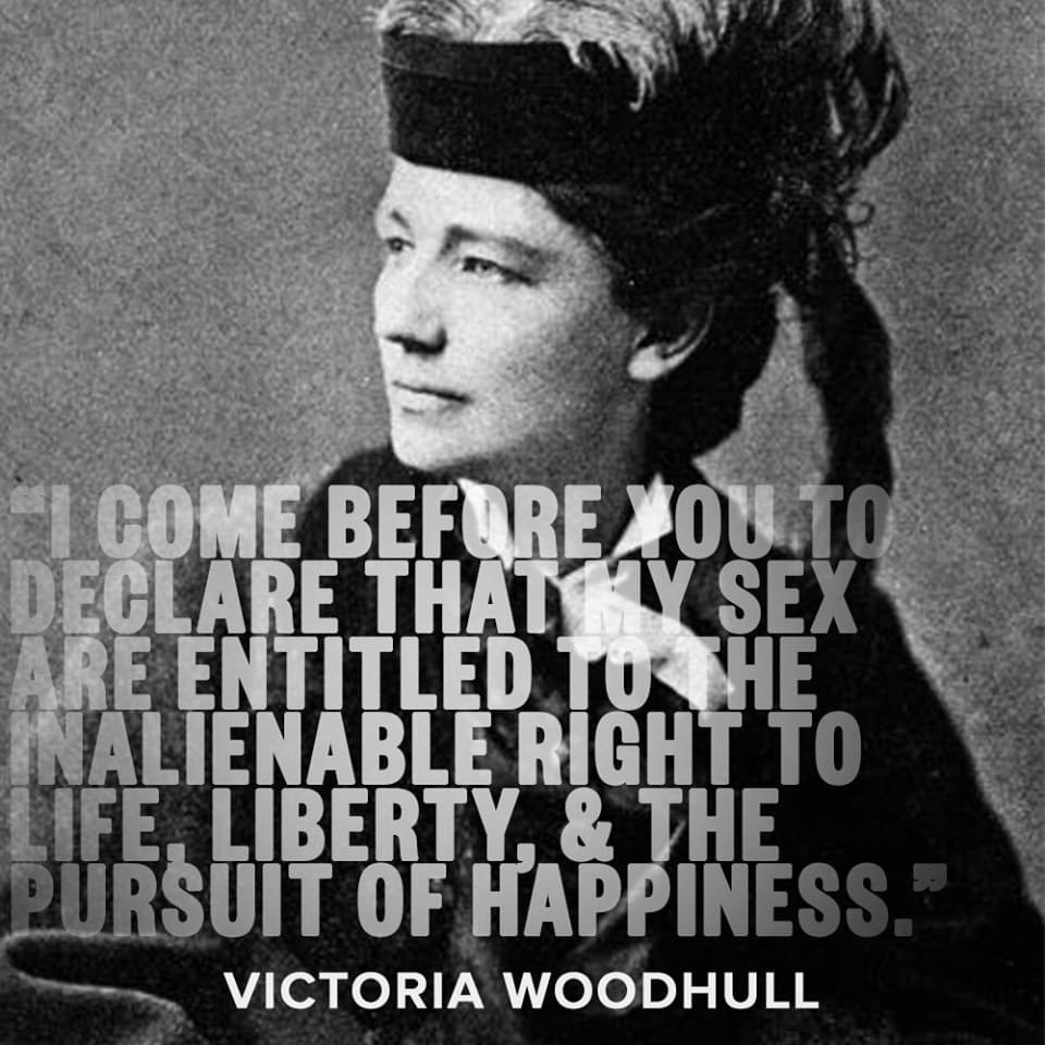 “I come before you to declare that my sex are entitled to the inalienable right to life, liberty, and the pursuit of happiness.” Victoria Woodhull, suffragist leader and first woman to run for President of the United States, was born on this day in 1838.  facebook.com/10006443045001…