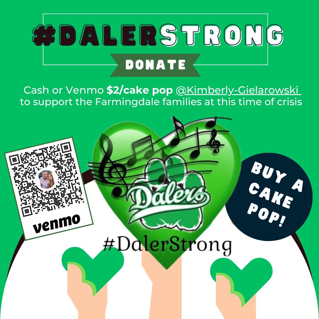 MrsGielarowski's tweet photo. Hey @mineolahs fam! I’m making some cakepops this weekend and will be bringing them to work on Tuesday. Please consider donating, 100% of the proceeds will be donated to my home district @FHSDalers. I will have the cakepop box in the main office 💚 https://t.co/RKQsUQnm3J
