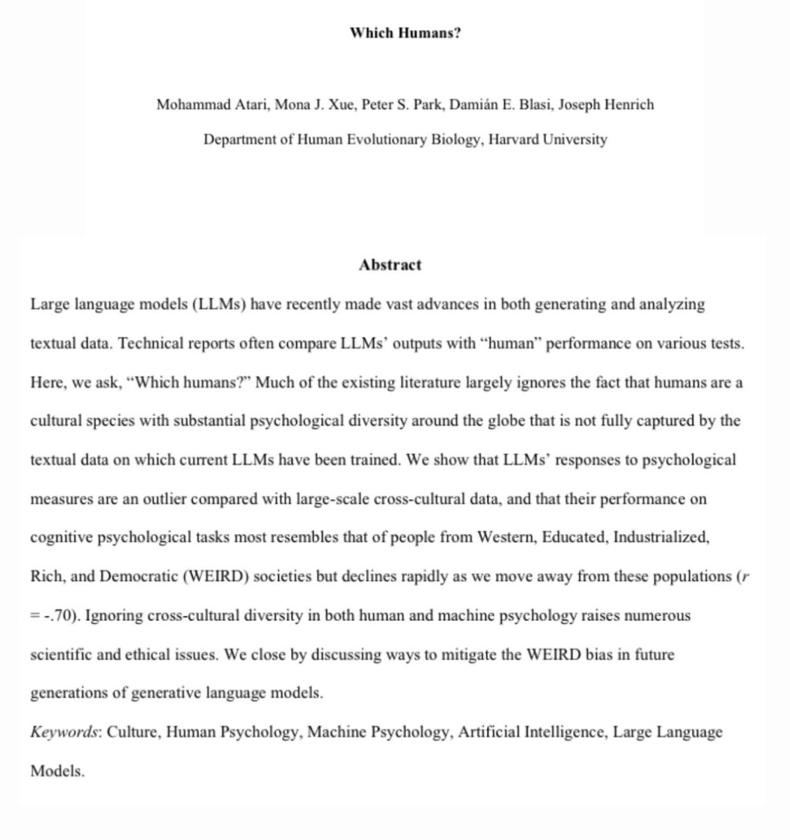 🔔 New working paper! 🔔

WEIRD in, WEIRD out.