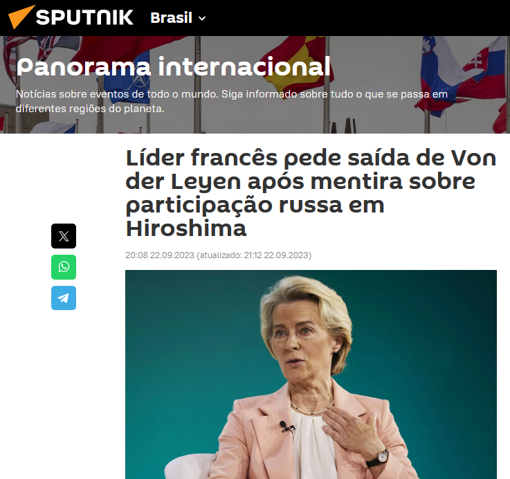 RodP13's tweet photo. Inacreditável!
A Presidenta da Comissão Européia, Úrsula von der Leyen, #mentiu descaradamente ao insinuar que os russos jogaram uma bomba nuclear em... Hiroshima!
Todo mundo sabe que foram os EUA!!!
Por isso é que a chamam de "Pústula"...
https://t.co/81roazLgpr https://t.co/vq3V6gz7gF