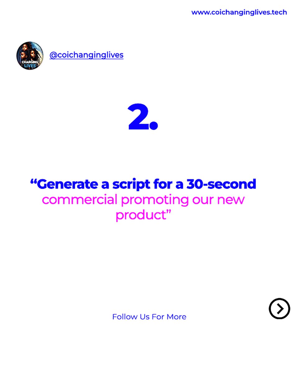 ChangingLivesAI's tweet image. Looking to supercharge your business? Look no further! With these 10 powerful prompts, you can craft winning proposals, persuasive emails, engaging commercials, and so much more.
#BusinessBoost #ProposalPower