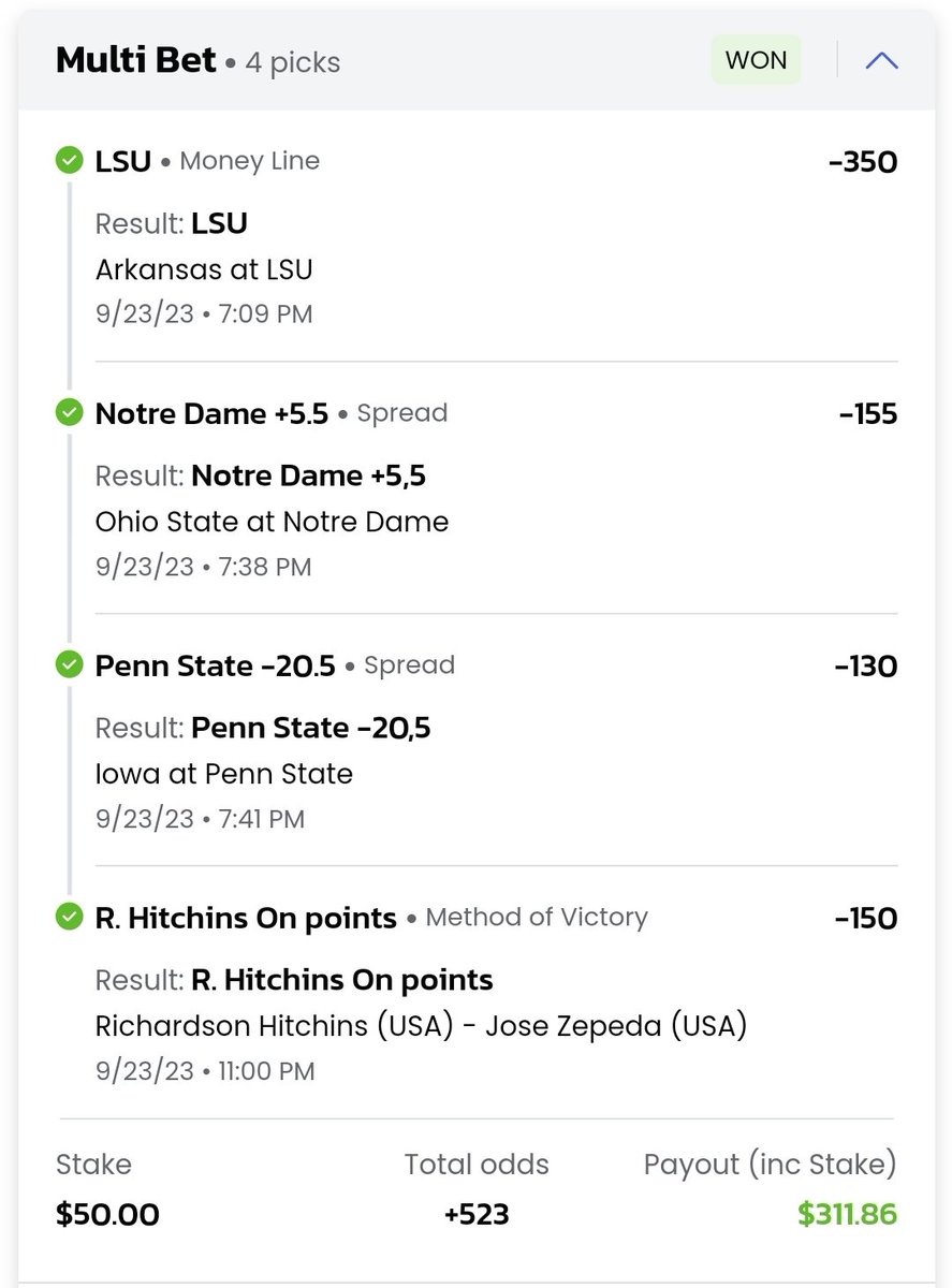 Thank God for live betting. Horrible night of bets but this helps. #NCAAFootball #HitchinsZepeda #Boxing #GamblingTwitter #GamblingX #sportsbetting