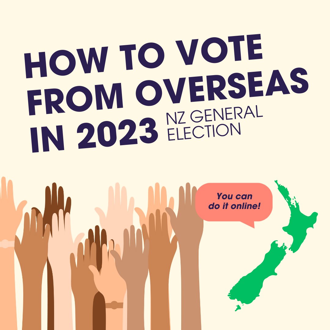 Calling all overseas (or travelling) kiwis! Voting opens this Wed 2nd Sep for you, and your votes have never been more important. Here's a quick guide on how easy it is to vote from overseas 👇 /1