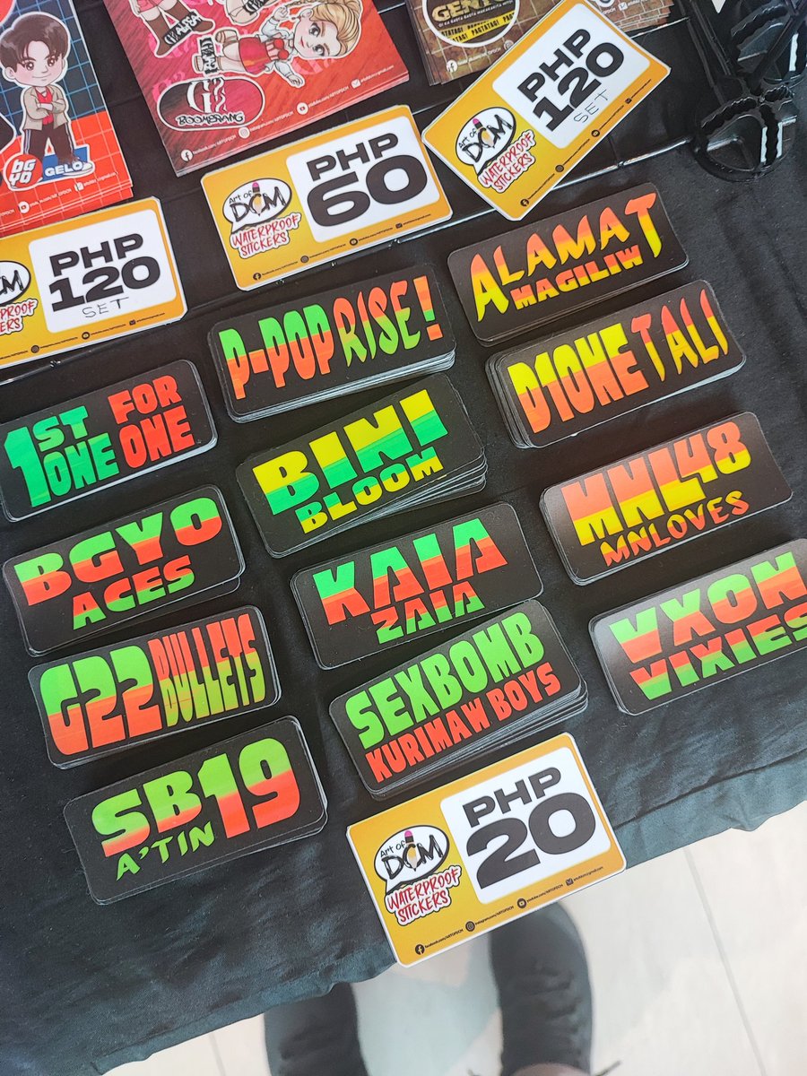 artofdcm's tweet photo. Which fandom do you belong to? 
Get our jeepney slaps Ppop fandom stickers here at Ayala Malls Manila Bay for BuzzArt 2023
#PpopStickers #artofdcm #BuzzArtXArtofDCM #ArtCommission #stickersph #StickerPH #ppopchibi #PPopRise #ppopsticker #BINI #sb19 #kaia #alamat #g22 #bgyo https://t.co/jVhYdjZb7p