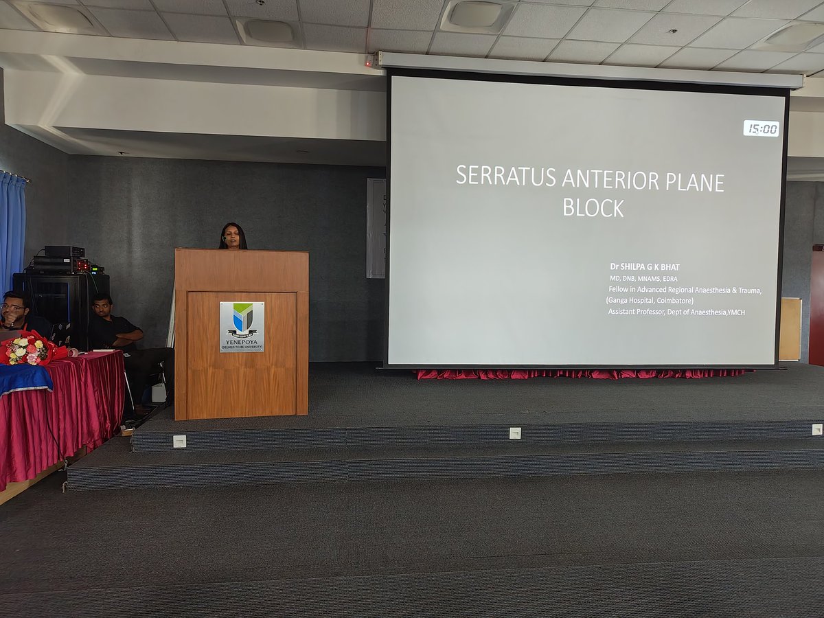 Rammurthy Kulkarni🇮🇳 (@ram03kul) on Twitter photo Dr. Shilpa Bhat on Serratus Plane Block
1. Superficial vs Deep
2. Good block for thoracic surgery
3. Use colour Doppler for TDA
<a href="/AoraIndia/">AORA India</a> <a href="/tsmurali/">Murali Thondebhavi</a> <a href="/shilpabhat04/">Shilpa Bhat</a> <a href="/DrRiteshRoy1/">Prof Dr Ritesh Roy</a> @ Dr. Shilpa Bhat on Serratus Plane Block
1. Superficial vs Deep
2. Good block for thoracic surgery
3. Use colour Doppler for TDA
<a href="/AoraIndia/">AORA India</a> <a href="/tsmurali/">Murali Thondebhavi</a> <a href="/shilpabhat04/">Shilpa Bhat</a> <a href="/DrRiteshRoy1/">Prof Dr Ritesh Roy</a> @