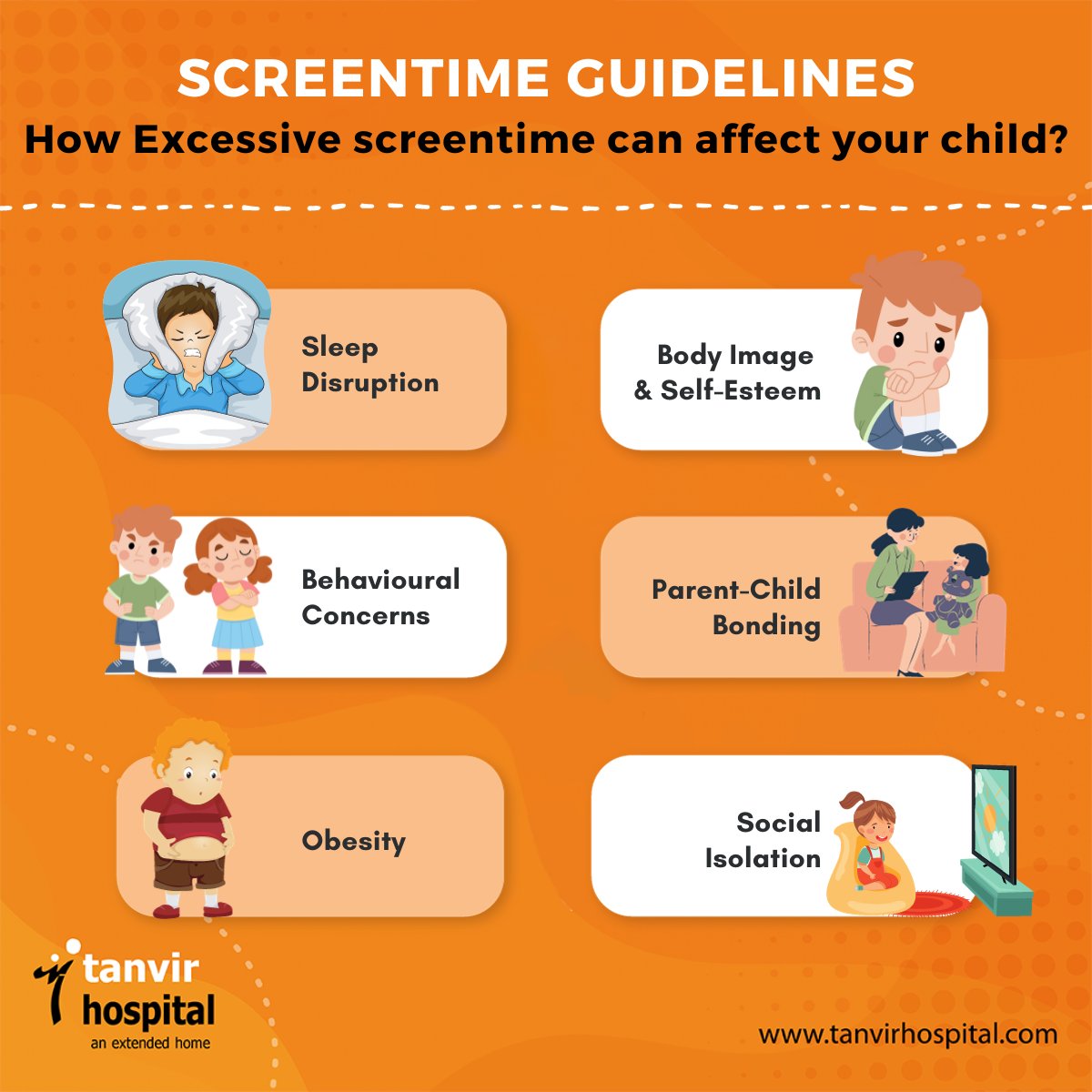 Healthy parenting begins with digital balance. Prioritize your child's well-being through screen-time mindfulness.

#screentimelimits #screentimeforkids #screentimerules #screentimeeyes  #screenaddiction #parenting #childdevelopment #positiveparenting #tanvirhospital